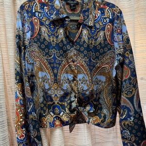Silky Rachel Zoe Paisley Button-Up Blouse L